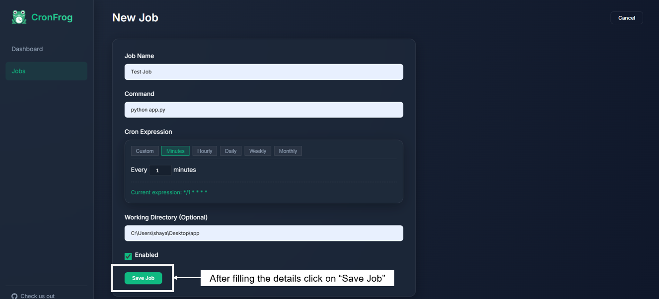 Create a New Cron Job